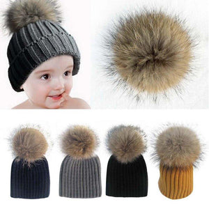 Fur Pom Woolen Hat