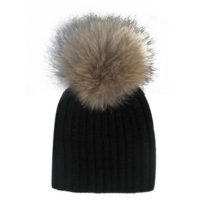 Fur Pom Woolen Hat