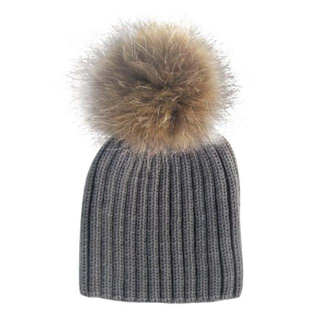 Fur Pom Woolen Hat