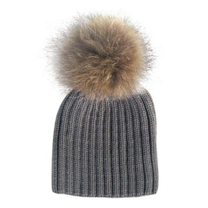 Fur Pom Woolen Hat
