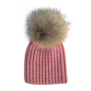 Fur Pom Woolen Hat