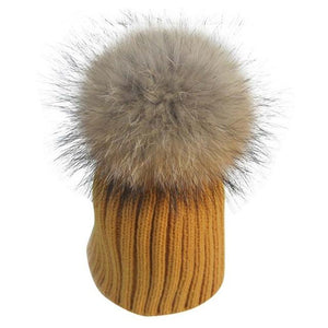 Fur Pom Woolen Hat