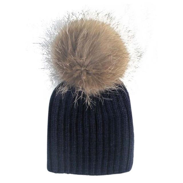 Fur Pom Woolen Hat
