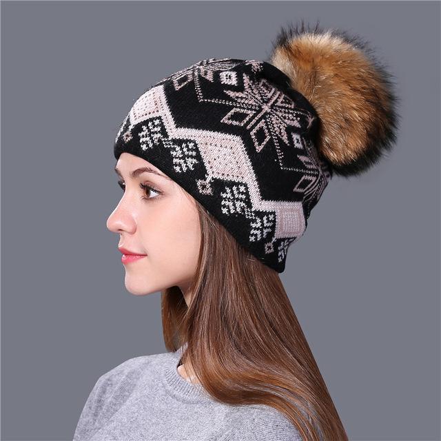 Xthree new real mink pom poms Christmas wool rabbit fur knitted hat Skullies winter hat for women girls hat feminino beanies hat