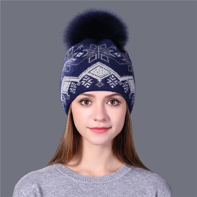 Xthree new real mink pom poms Christmas wool rabbit fur knitted hat Skullies winter hat for women girls hat feminino beanies hat