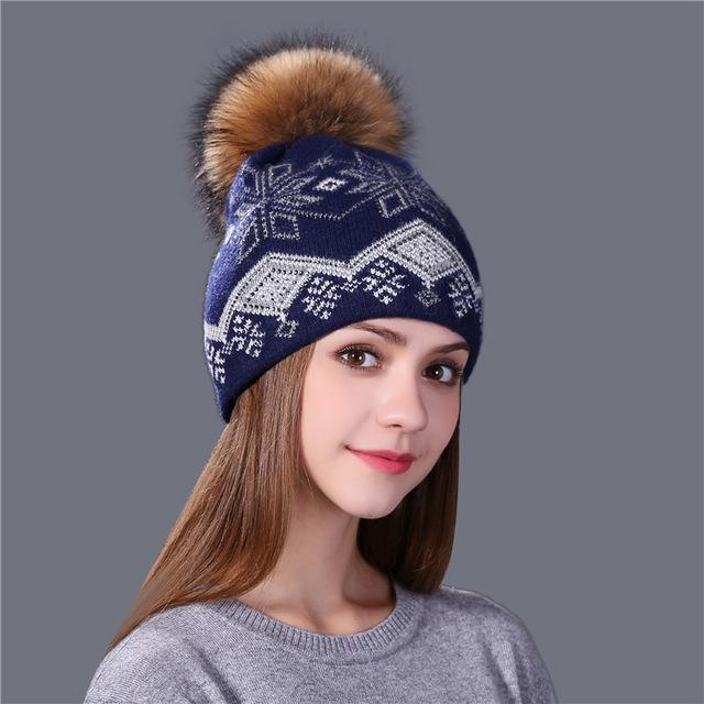 Xthree new real mink pom poms Christmas wool rabbit fur knitted hat Skullies winter hat for women girls hat feminino beanies hat