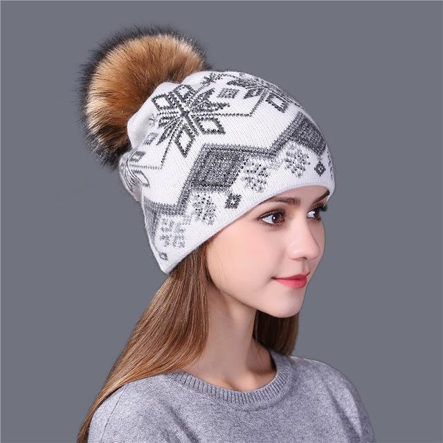 Xthree new real mink pom poms Christmas wool rabbit fur knitted hat Skullies winter hat for women girls hat feminino beanies hat