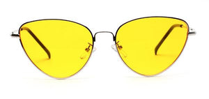 lunettes de soleil vintages retro yeux de chat jaune