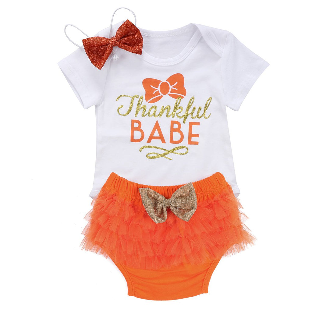 Orange Thankful Baby Set