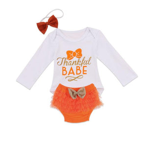 Orange Thankful Baby Set