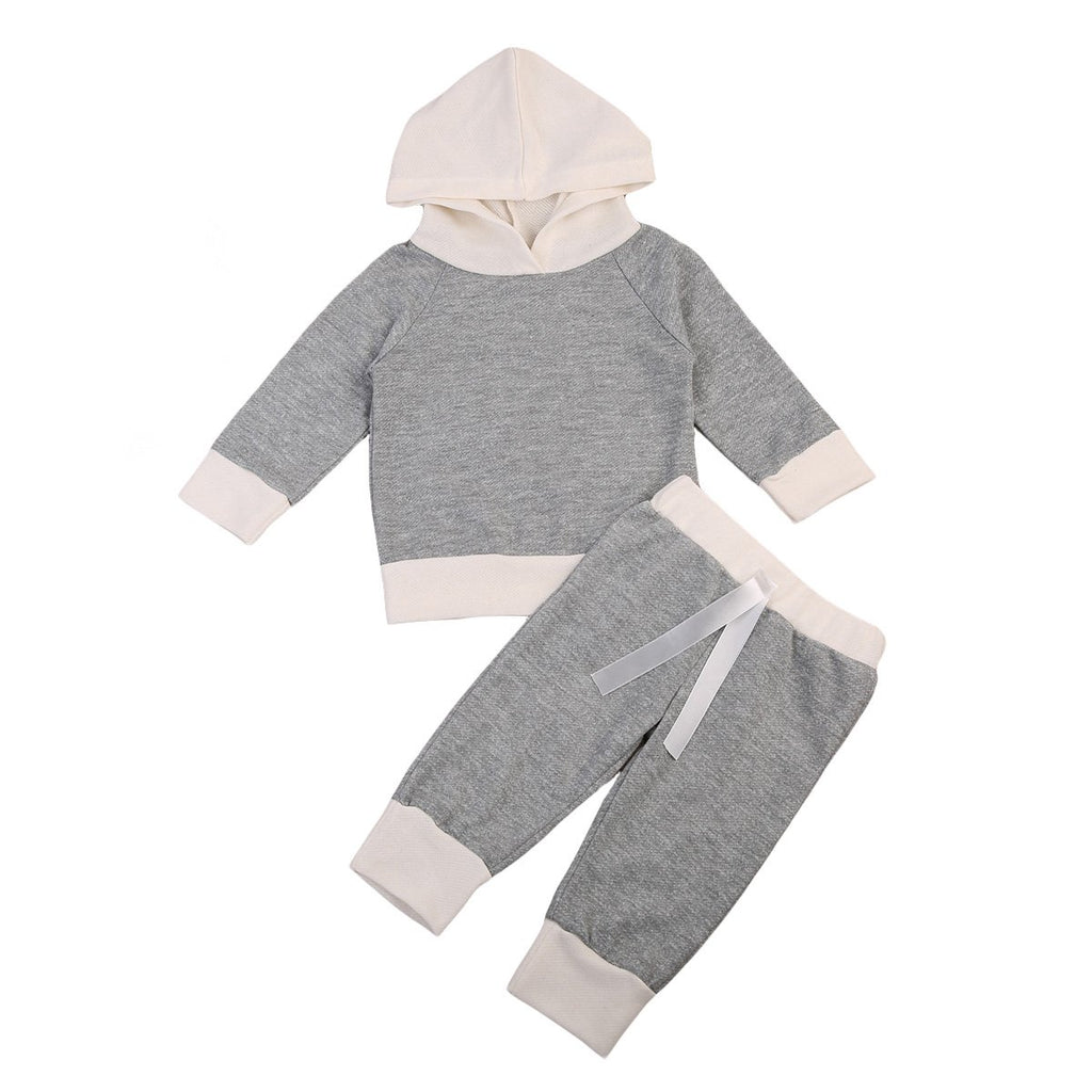 Grey White Hoodie Set