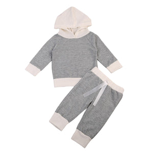 Grey White Hoodie Set