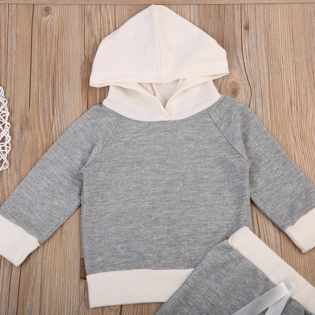 Grey White Hoodie Set