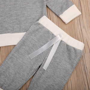 Grey White Hoodie Set