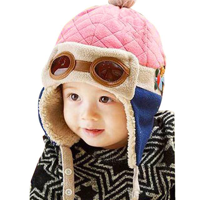 Baby Pilot Hat Toddlers Kids Cool Aviator Winter Warm Cap for Baby Boy Girl Infant Ear Flap Soft Hat Beanies