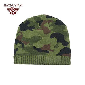 HNYP Winter Skullies Beanies Warm Camouflage Knitted Hats For Unisex Fashion Double Layer Plus Flannel Caps Outdoor Ski Beanies