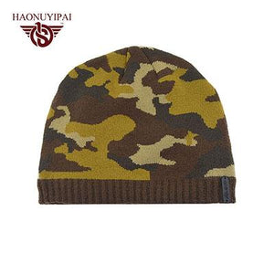 HNYP Winter Skullies Beanies Warm Camouflage Knitted Hats For Unisex Fashion Double Layer Plus Flannel Caps Outdoor Ski Beanies
