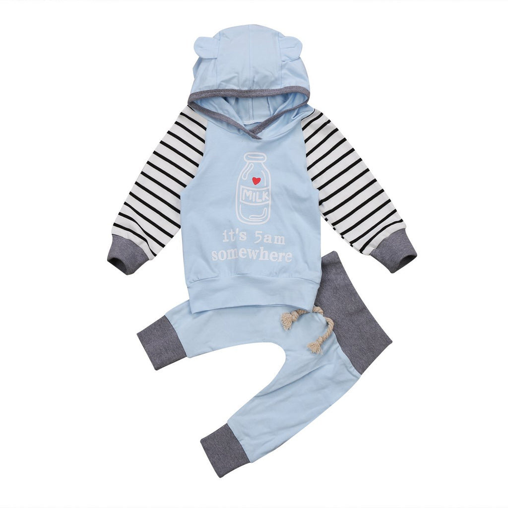 Milk Bottle Hoodie set Blue