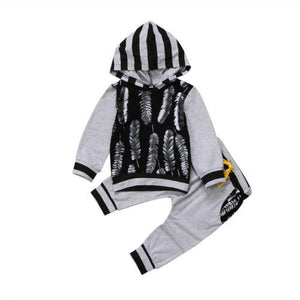 Black Feathers Hoodie Set