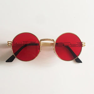 lunettes de soleil vintages retro rondes rouges