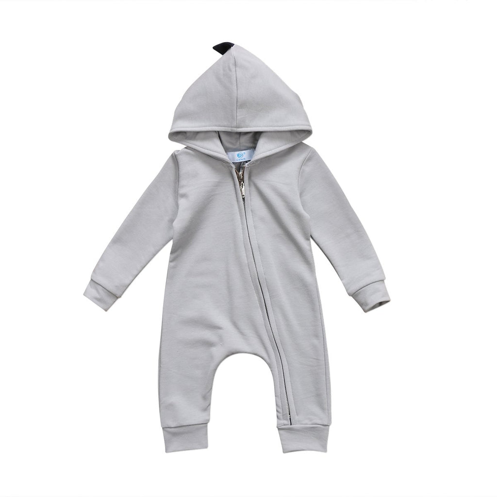Dinosaur Zipper Jumpsuit Gray