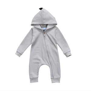 Dinosaur Zipper Jumpsuit Gray