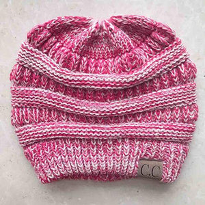 BONJEAN Women Winter Knitted Cap Casual CC labeling Beanies Hat High bun Ponytail 10 colors Hip-Hop Skullies Beanie turban hat