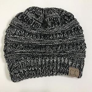 BONJEAN Women Winter Knitted Cap Casual CC labeling Beanies Hat High bun Ponytail 10 colors Hip-Hop Skullies Beanie turban hat