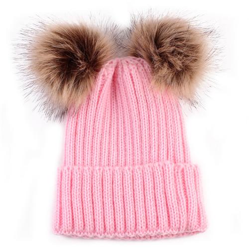 Puseky Dual Ball Knitted Baby Caps Boys Girls Toddler Crochet Beanie Hairball Ear Baby Hat Cute Children Caps