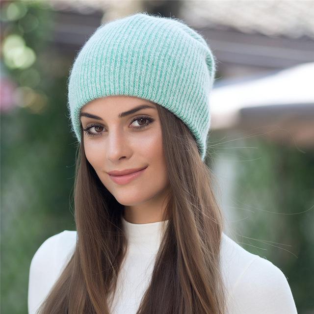 Xthree 2017 new simple Rabbit fur Beanie Hat for Women Winter Skullies Warm Gravity Falls Cap Gorros Female Cap
