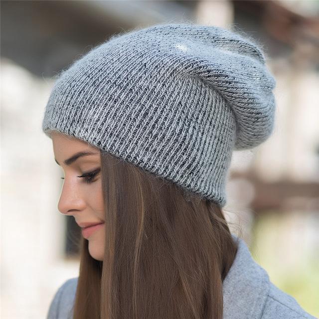 Xthree 2017 new simple Rabbit fur Beanie Hat for Women Winter Skullies Warm Gravity Falls Cap Gorros Female Cap