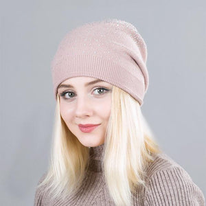 Warm Female Winter Beanie Hats Wool Knitted Caps Women Flashing Rhinestone Bonnet For Girl Skullies Hat Touca Feminina Inverno