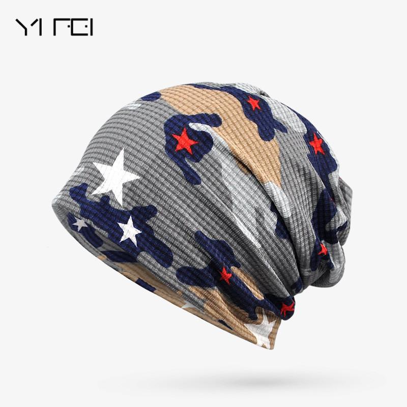 YIFEI Newly Multi Soft  Breathable Hats for Men Women Beanies For Ladies Summer Hat Thin Camouflage Hip Hop Beanies Fashion Hats