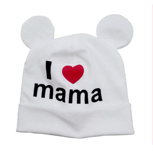2017 New I love mama print newborn baby boys girls winter hat cap baby crochet bonnet  cute cotton Knitted warm hat kids beanie