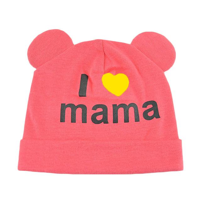 2017 New I love mama print newborn baby boys girls winter hat cap baby crochet bonnet  cute cotton Knitted warm hat kids beanie