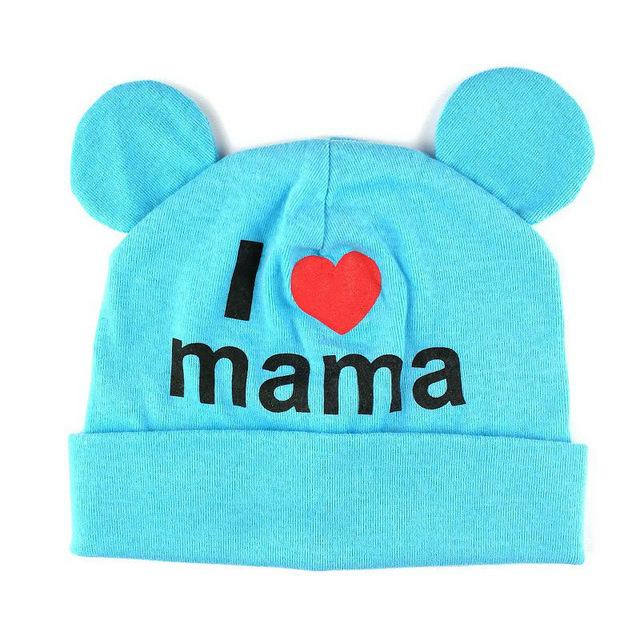 2017 New I love mama print newborn baby boys girls winter hat cap baby crochet bonnet  cute cotton Knitted warm hat kids beanie