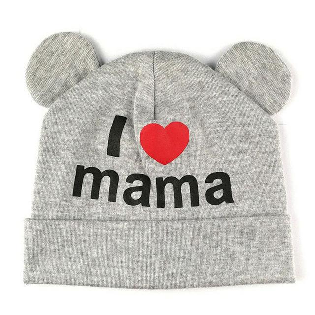 2017 New I love mama print newborn baby boys girls winter hat cap baby crochet bonnet  cute cotton Knitted warm hat kids beanie
