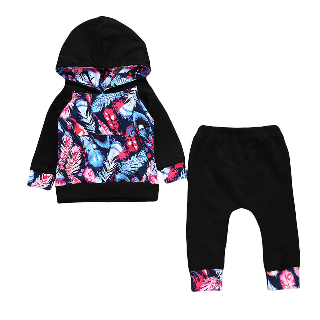 Pink Black Feathers Hoodie