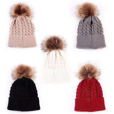 2017 Newest Fashion Newborn Infant Baby Toddler Kids Girls Boys Warm Winter Knit Beanie Fur Pom Hat Crochet Cap 5 Colors