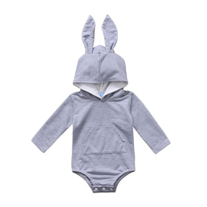 Grey Bunny Hoodie Romper
