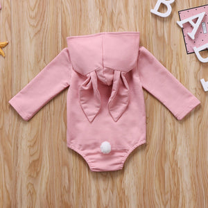 Pink Bunny Hoodie Romper
