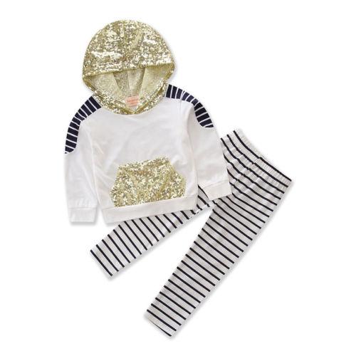 Gold Sequins Hoodie Set