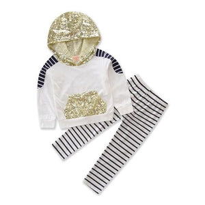 Gold Sequins Hoodie Set