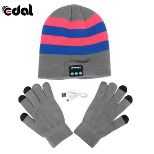 EDAL Warm Winter Beanie Hat Wireless Bluetooth Smart Cap Headset Headphone Speaker Mic Bluetooth Hat With Gloves