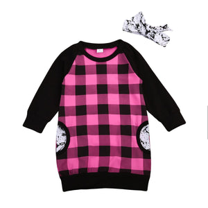Long Sleeve Plaid Dress