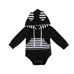 Black Stripes Hoodie Romper