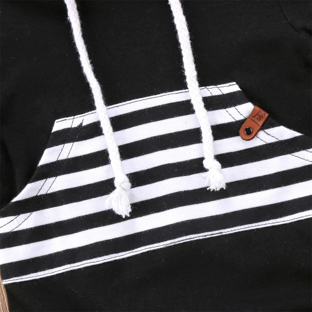Black Stripes Hoodie Romper