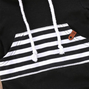 Black Stripes Hoodie Romper