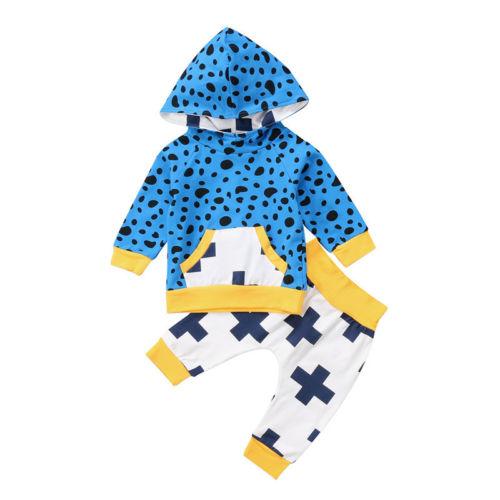 Blue Dot Hoodie Set