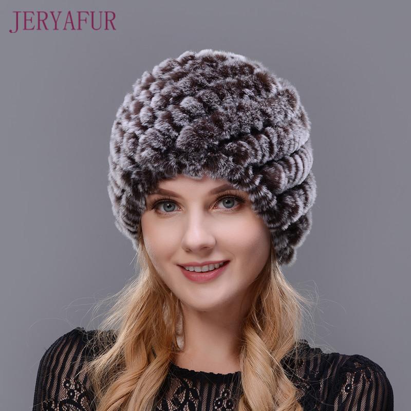 Hot 2017 New 100% Genuine Knitted Rex Rabbit Fur Hat Winter Lady Floral Cap Female Headgear Women Fur Beanies hats free shipping